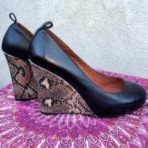 Jeffrey Campbell Nassau Leather & Snakeskin Wedges - EUC